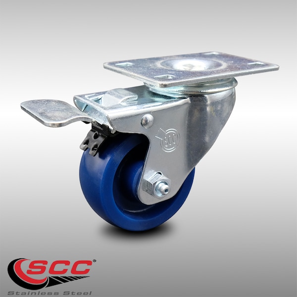 3 Inch SS Solid Polyurethane Top Plate Caster with Total Lock Brake SCC